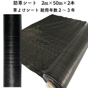 【個人宅配送可】 防草シート 2m×50m 2本セット 耐久年数2年から3年 草よけシート 抗菌剤 UV剤入り 人工芝の下に 除草シート 雑草防止シート 雑草対策 農業資材 太陽光発電 庭 マルチング 作物 野菜 果物 畑 農業 農園 農家 園芸