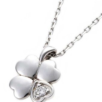 ダイヤモンド ネックレス 一粒 プラチナ Pt900 四葉 クローバー モチーフ ペンダント 0.014ct 鑑別カード付き レディース アクセサリー ジュエリー 誕生石