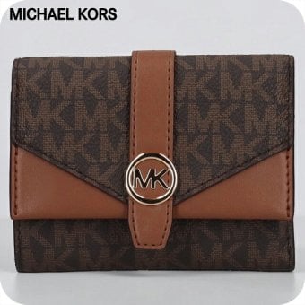 マイケルコース 二つ折り財布 二折財布 コンパクト レディース アウトレットブランド MICHAEL KORS グリニッチ 35S5GGRE6B-BR BROWN