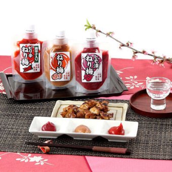 上品なすっぱさと甘い後味  紀州南高梅ねり梅ＳＰ袋１５０ｇ ３種セット