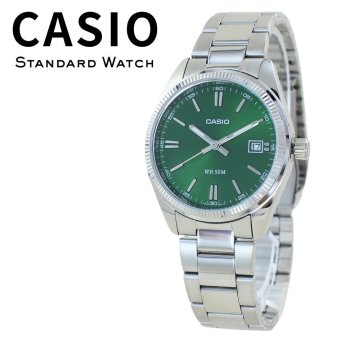箱なし カシオ 腕時計 メンズ レディース シルバー グリーン ユニセックス CASIO 海外モデル 日付表示 50m防水 プレゼント ギフト 成人 卒業 入学