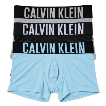 カルバンクライン Calvin Klein(CK) ボクサーパンツ トランク インテンスパワー 3枚組 セット 前閉じ コットン ロゴ 下着 NB3608A 53V メンズ グレー+ブラック+ブルー