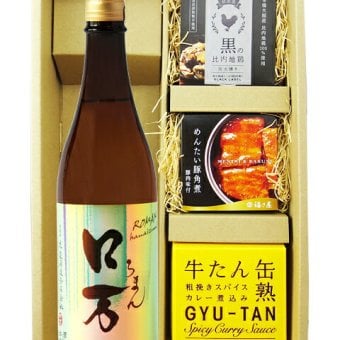 ★ 送料無料 ★ ロ万 （ ろまん ） 純米吟醸  720ml ＋ 贅沢缶詰おつまみ3種セット【 9435 】【 日本酒・おつまみセット 】【 要冷蔵 】【 ハロウィン 贈り物 ギフト プレゼント 誕生日 結婚のお祝い 】
