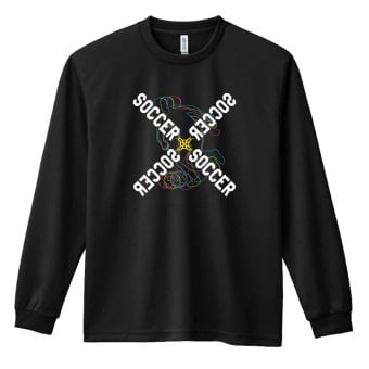 サッカー ロンT 長袖 Tシャツ メンズ 練習着 レディース ジュニア ウェア ドライ おもしろ tシャツ 名入れ おしゃれ キッズ 文字入れ無料 「ネオンスタイルのクロスSOCCER」 アートワークスコウベ 【送料無料】