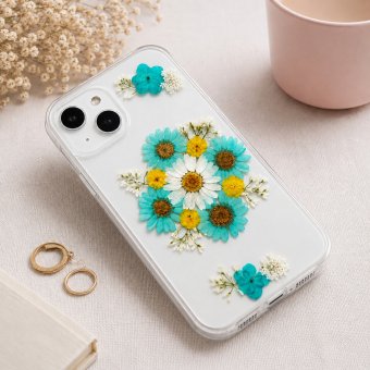 【ほぼ全機種対応スマホケース❁】押し花スマホケース NO.517（ブルー）（着日指定不可） 押し花＆レジン iPhone/Xperia/AQUOS/Galaxy他