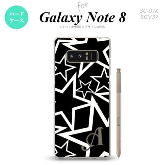 【SC01K】【スマホケース/スマホカバー】【ギャラクシー ノート8】SC01K スマホケース Galaxy Note8 ケース ギャラクシー ノート8 イニシャル 星 黒×白 nk-sc01k-1121ini【メール便送料無料】