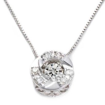ダイヤモンド ネックレス K18 ホワイトゴールド 0.2ct 揺れるダイヤ ダンシングストーン ペンダント サークルモチーフ レディース スウィングダイヤ 天然ダイヤ 鑑別書付き 記念日 ギフト