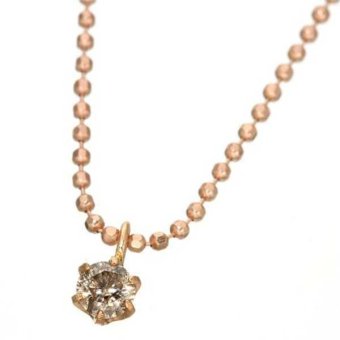 ネックレス レディース K18 ダイヤモンド 0.1ct ペンダント 18金 ゴールド シャンパンカラー ダイヤ 一粒 シンプル 華奢 ジュエリー アクセサリー 誕生日 プレゼント 贈り物 ギフト