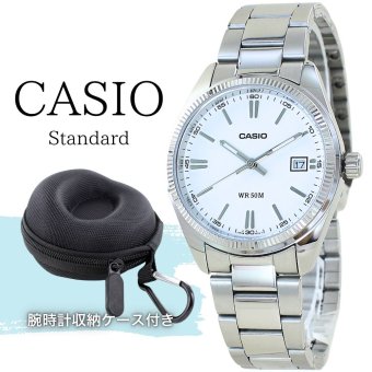 カシオ 腕時計 メンズ レディース シルバー ホワイト ユニセックス CASIO 海外モデル 日付表示 50m防水 プレゼント ギフト 収納ケース付き 成人 卒業 入学