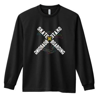 スケボー スケートボード ロンT 長袖 Tシャツ メンズ 練習着 レディース ジュニア ウェア ドライ おもしろ tシャツ 名入れ おしゃれ キッズ 文字入れ無料 「ネオンスタイルのクロスSKATEBOARD」 アートワークスコウベ 【送料無料】