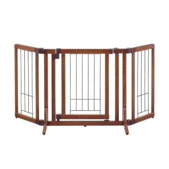 リッチェル Richell ペット用 木製おくだけドア付ゲート S ブラウン 犬 ゲート 柵 屋内 小型犬 折りたたみ 置くだけ 幅調節可 通り抜け防止 脱走防止 ゴム脚付き