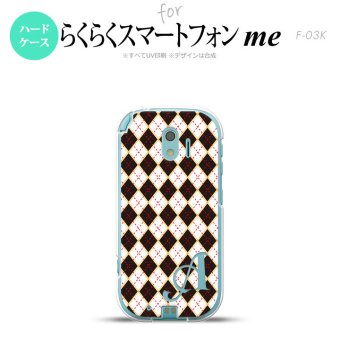 【F03K】【スマホケース/スマホカバー】F03K スマホケース らくらくスマートフォンme ケース イニシャル アーガイル 黒×赤 nk-f03k-1401ini【メール便送料無料】