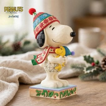 スヌーピー&ウッドストック ハグ 20.3cm クリスマス | ジムショア ピーナッツ グッズ フィギュア 人形 置物 彫刻 Jim Shore 正規輸入品