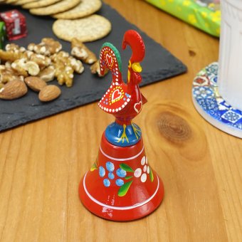 ポルトガル製 ディナーベル 幸せを呼ぶ バルセロス 赤 おしゃれ ニワトリ 呼び鈴 カラフル 鈴 食器 お土産 プレゼント ギフト 食卓を彩る テーブルウエア レッド pmc-38r