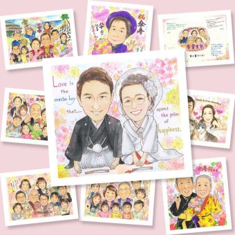結婚式の記念に、大切なひとを似顔絵にしませんか。大切なお祝いにも安心してご注文いただけます。 プレゼント 似顔絵 結婚祝い 贈り物 名入れ 手描き ギフト 結婚式 ブライダル ウェディング 婚礼 記念 新婦 両親 新郎 カップル 名入れ 修正無料 下書き確認 一生もの かわいい 宝物 似てる 一生もの 思い出 ウェディング 結婚式 闘病中の方への励まし 喜ばれる メモリアル 米寿祝い 白寿祝い