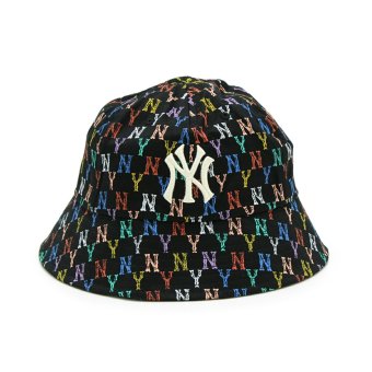 エムエルビーコリア MLB Korea バケットハット 帽子 ニューヨーク ヤンキース モノグラム レインボー ドーム 32CPH4111 50L メンズ レディース ユニセックス ブラック+レインボー 海外正規品