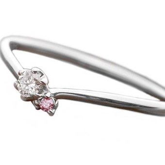 ダイヤモンド リング プラチナ Pt950 合計0.06ct ピンクダイヤ V字モチーフ 指輪 レディース 12.5号 鑑別カード付き アクセサリー ジュエリー 婚約指輪 結婚記念日 プレゼント