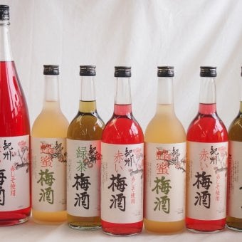 カラフル梅酒7本セット(赤しそ赤い梅酒(和歌山) 蜂蜜梅酒(和歌山) 緑茶梅酒(和歌山)) 1800ml×1本 720ml×6本