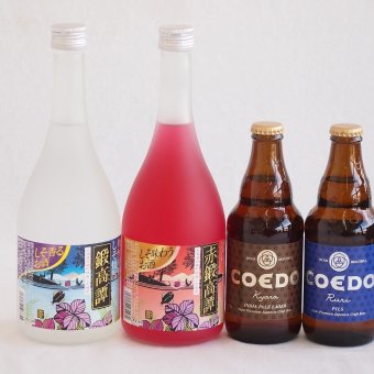 鍛高譚とクラフトビール4本セット(合同酒精赤鍛高譚20度(北海道) 合同酒精しそ焼酎 鍛高譚20度(北海道) コエド キャラ(埼玉県) コエド ルリ(埼玉県)) 720ml×2本 330ml×2本