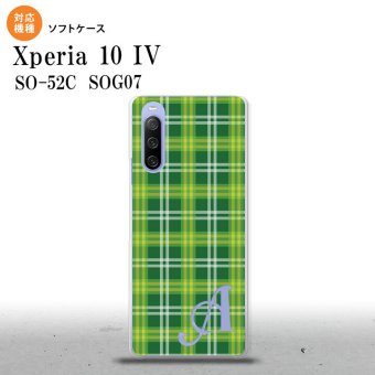 SO-52C SOG07 Xperia 10IV スマホケース 背面ケースソフトケース チェック B 緑 +アルファベット 2022年 7月発売 nk-xp104-tp436i
