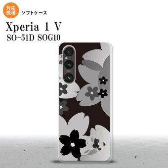 Xperia 1V Xperia 1V スマホケース 背面ケースソフトケース 花柄 サクラ C 黒 +アルファベット 2023年 6月発売 nk-xp15-tp061i