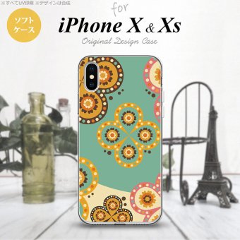 【iPhoneX】【スマホケース/スマホカバー】【アイフォンX】iPhoneX スマホケース カバー アイフォンX エスニック花柄 緑×ベージュ nk-ipx-tp1581【メール便送料無料】