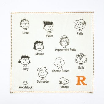 スヌーピー イニシャルミニタオル (R) アイボリー ハンカチ SNOOPY
