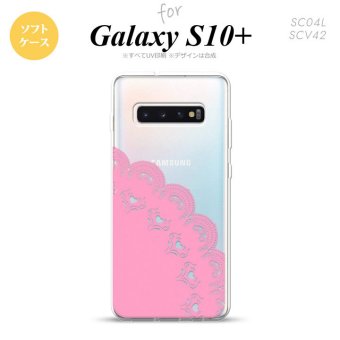 SC-04L SCV42 Galaxy S10+ スマホケース ソフトケース レース A ピンク メンズ レディース nk-s10p-tp724