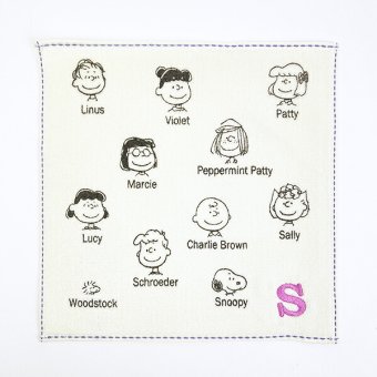 スヌーピー イニシャルミニタオル (S) アイボリー ハンカチ SNOOPY