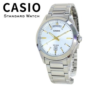 箱なし カシオ 腕時計 メンズ シルバー ホワイトシルバー ゴールド アナログ 曜日 日付 カレンダー CASIO 海外モデル 逆輸入 ビジネス 仕事 男性 プレゼント ギフト 成人 卒業 入学