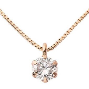 ダイヤモンド ネックレス K18 ピンクゴールド 0.1ct 一粒 ダイヤネックレス 6本爪 シンプル ペンダント レディース アクセサリー ジュエリー 誕生石 4月 ギフト プレゼント 贈り物 記念日 誕生日