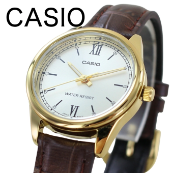 カシオ CASIO 腕時計 レディース 収納ケース付き チプカシ シンプル 小さい 軽い 革ベルト ブラウン ゴールド プレゼント ギフト 時計 誕生日 記念日 日本未発売 海外モデル 成人 卒業 入学