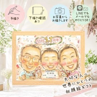 似顔絵 結婚記念日 贈り物 ギフト プレゼント 手描き 名入れ 結婚記念日 結婚10周年 お祝い 周年記念 金婚式 結婚30周年 記念日 お母さん 家族 お父さん 両親 夫婦 名入れ 下書き確認 修正無料 かわいい 似てる 一生もの 宝物 結婚記念日 記念 思い出 感謝 快気祝い 米寿祝い 古希祝い 感謝の品 クリスマス 引っ越し 二次会 イラスト バレンタインデー