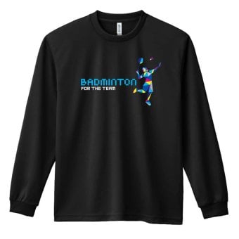 バドミントン ロンT 長袖 Tシャツ メンズ 練習着 レディース ジュニア ウェア ドライ おもしろ tシャツ 名入れ おしゃれ キッズ 文字入れ無料 「ポリゴンシルエットのバドミントン」 アートワークスコウベ 【送料無料】
