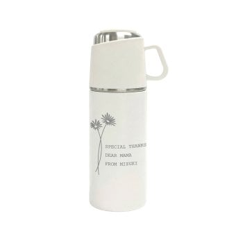 茶こし付き ワンプッシュ&カップ ボトル アイボリー 名入れ ワンタッチ 500ml 水筒 ステンレス ストレーナー 誕生日 母の日 入学祝い 保温保冷