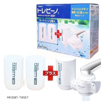 トレビーノ 浄水器 蛇口直結型 カセッティ 東レ MK308T-TWSET 本体 除去タイプ 日本製 30%節水 塩素・トリハロメタン除去 【カートリッジ3個付】#58768