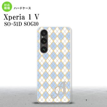 Xperia 1V Xperia 1V スマホケース 背面ケース ハードケース アーガイル 青 グレー +アルファベット 2023年 6月発売 nk-xp15-1413i