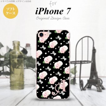 【iPhone7】【スマホケース/スマホカバー】【アイフォン７】iPhone7 スマホケース ケース アイフォン７ ソフトケース イニシャル 花柄・バラ（G） 黒 nk-iphone7-tp257ini【メール便送料無料】
