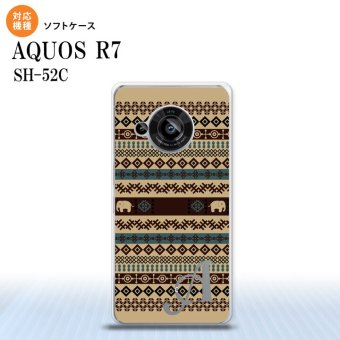 SH-52C AQUOS R7 スマホケース 背面ケースソフトケース エスニック ゾウ ベージュ ブルー +アルファベット 2022年 7月発売 nk-r7-tp1572i
