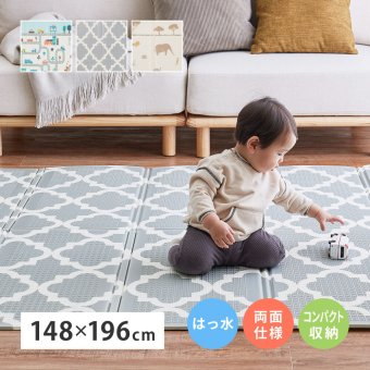 キッズ家具 子供用 プレイマット クッションプレイマット 折りたたみ 子供 遊び場 洗える 水洗い 撥水 はっ水 リバーシブル やわらかい クッション性 防音対策 軽量 軽い コンパクト収納 収納袋付き アウトドア 公園 敷物 マット ロードマップ柄