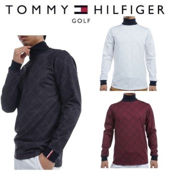 トミーヒルフィガー ゴルフ メンズ ダイヤロゴプリント 長袖ハイネックシャツ TOMMY HILFIGER GOLF THMA481 秋冬モデル お誕生日祝い お祝い 記念品 お父さん 父の日 彼氏 男性 30代 40代 50代 60代  還暦祝い 敬老の日 人気プレゼント プレゼント
