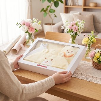 ミキハウス 無撚糸バスポンチョセット イエロー