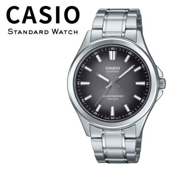 箱なし カシオ 腕時計 メンズ CASIO ソーラー ブラック シルバー メタル ステンレス サファイアガラス 海外モデル 逆輸入 50m防水 電池交換不要 シンプル ビジネス 仕事 就職祝い 誕生日 父の日 プレゼント ギフト 成人 卒業 入学
