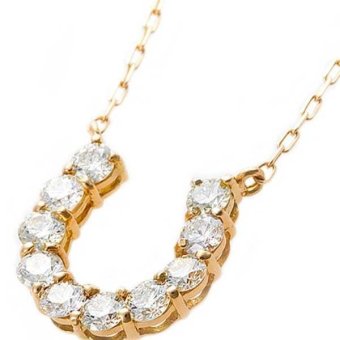 ダイヤモンド ネックレス 0.5ct K18 イエローゴールド 馬蹄 ペンダント 鑑別カード付 レディース ジュエリー アクセサリー 18金 ダイヤ 天然石 ギフト プレゼント 記念日 誕生日