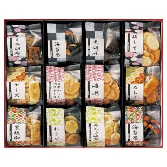 お歳暮・冬ギフト お煎餅12種詰合せ あられ煎 (AS-03) ※送料無料(北海道・沖縄・離島への配送不可)