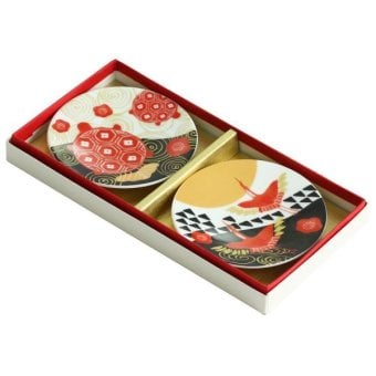【ギフト対応無料】RINPA 縁起小皿セット 鶴＆亀 ※送料無料(北海道・沖縄は除く)