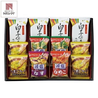 アマノフーズ みそ汁 スープ 白子のり 詰合せ ギフトセット 計12点入 フリーズドライ 即席味噌汁 白子のり 味付け【北海道・沖縄県・離島 配送不可】