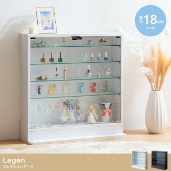 収納家具 ラック 段差式 コレクションボードコレクションケース コレクション収納 キュリオケース コレクション 展示棚 展示ケース ガラス棚 背面ミラー フィギュア 完成品 木製 木目調 ブラウン ホワイト 幅80cm×奥行24cm×高さ81.2cm