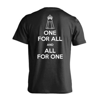 バドミントン Tシャツ 半袖 メンズ ウェア レディース 練習着 ジュニア ドライ おもしろ tシャツ 速乾 名入れ スポーツ 女子 男子 チーム おしゃれ 文字入れ 「ONE FOR ALL AND ALL FOR ONE バドミントン」 アートワークスコウベ 【送料無料】