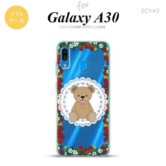 SCV43 Galaxy A30 SCV43 スマホケース ソフト カバー くま イチゴ 白 nk-scv43-tp1507